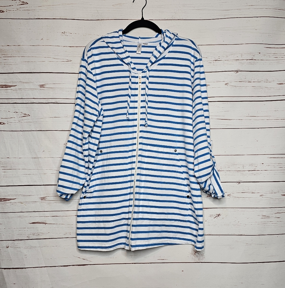 Ethyl Striped Hooded Zip Jacket